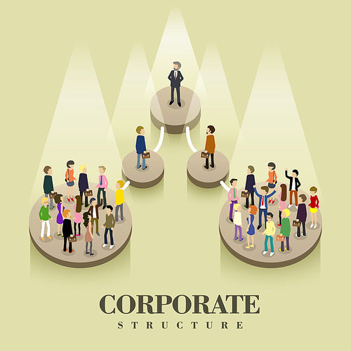 flat 3d isometric design of corporate structure concept
