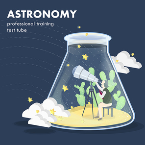 astronomy concept in flat 3d isometric graphics
