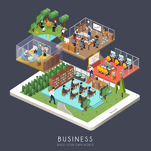flat 3d isometric design of business concept