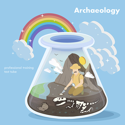 flat 3d isometric design of archaeology concept