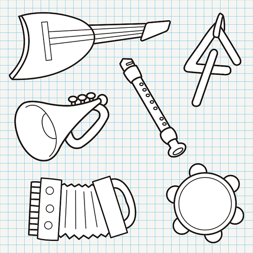 vector doodle musical instruments collection