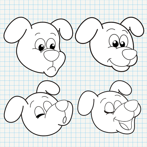 vector doodle cute dog face collection