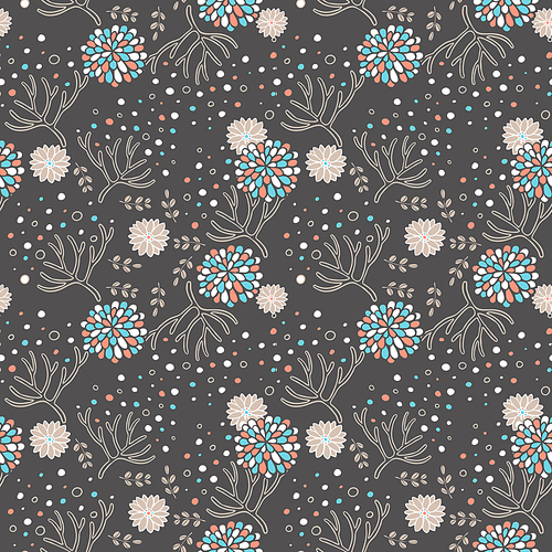 elegant floral seamless pattern over brown background