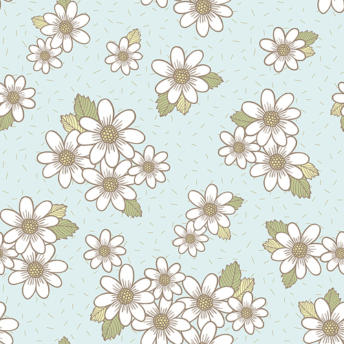 adorable flower seamless pattern over blue background