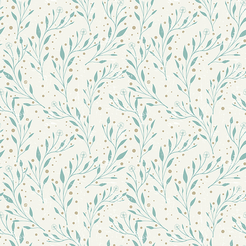 elegant seamless pattern with foliage elements over white background