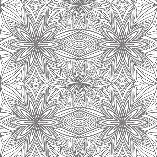 abstract geometric floral seamless pattern in grey