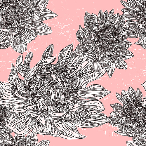 graceful floral seamless pattern over pink background