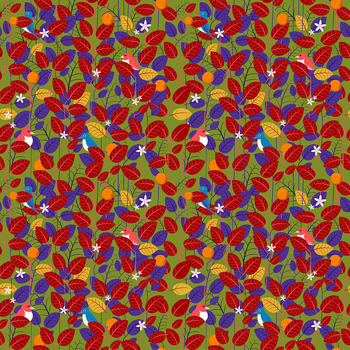 lovely leaf seamless pattern background in red