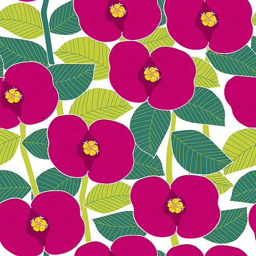 pink flowers seamless pattern over white background
