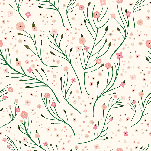 adorable pink floral seamless pattern over pink background