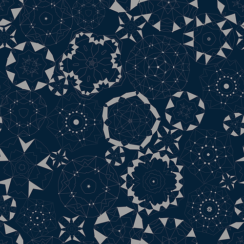 elegant geometric floral seamless pattern over blue background