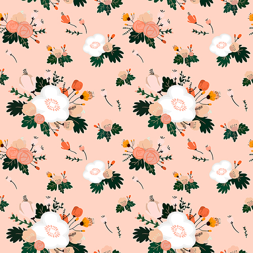 lovely flower seamless pattern over pink background