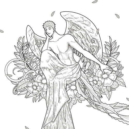 graceful man coloring page in exquisite style