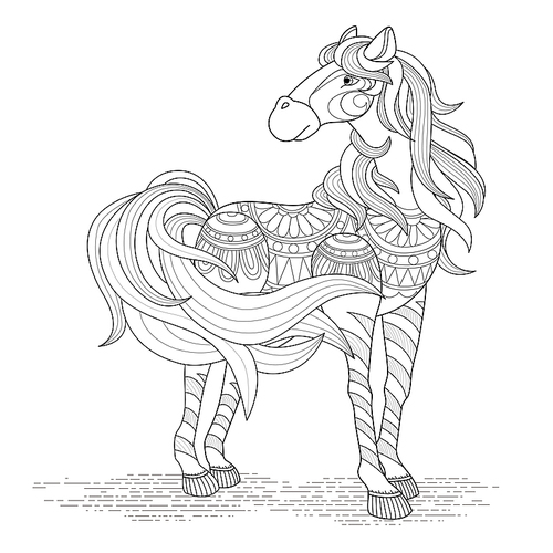 lovely horse coloring page in exquisite style