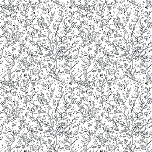 graceful seamless floral pattern coloring page in exquisite style
