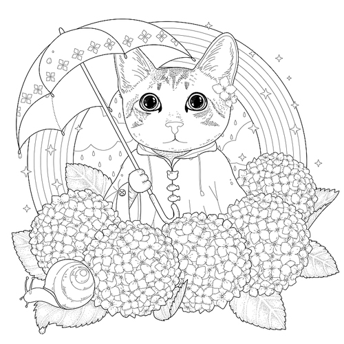 adorable kitty coloring page in exquisite style