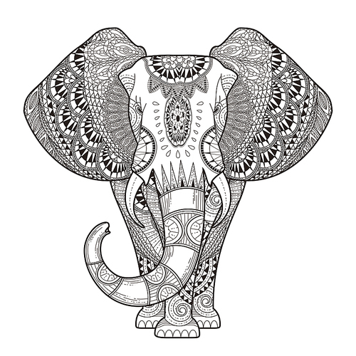 graceful elephant coloring page in exquisite style
