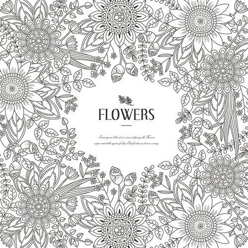 splendid flower frame coloring page in exquisite style