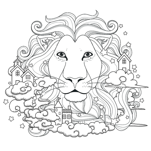 lovely lion coloring page in exquisite style