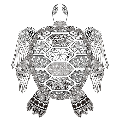 fantastic turtle coloring page in exquisite line