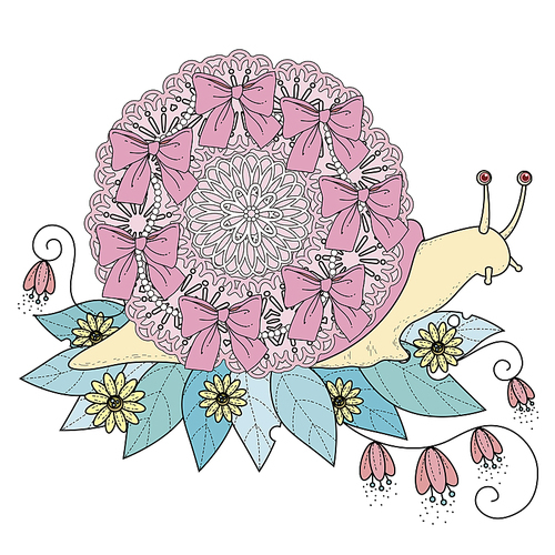 lovely snail coloring page in exquisite line