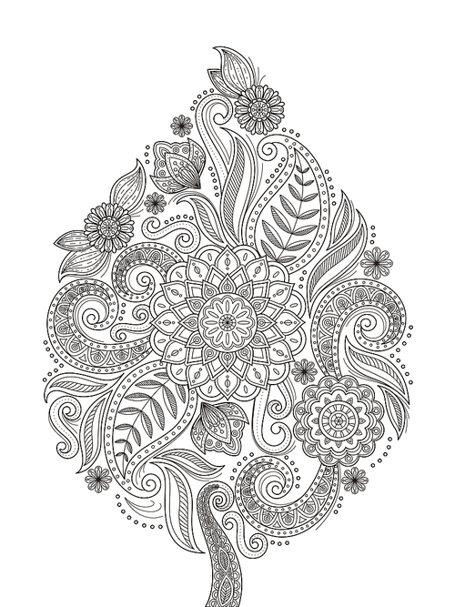 graceful flower coloring page design in exquisite line
