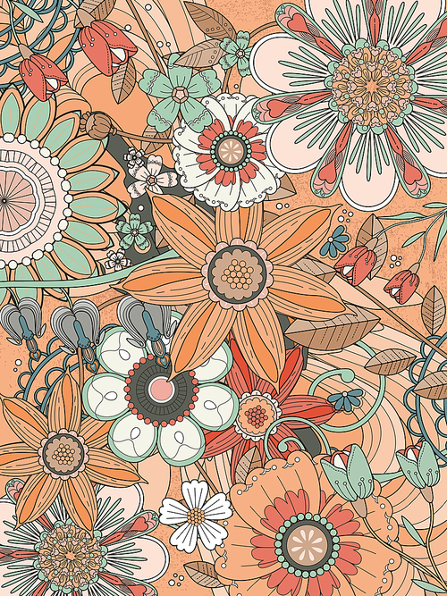 attractive floral coloring page design in exquisite line