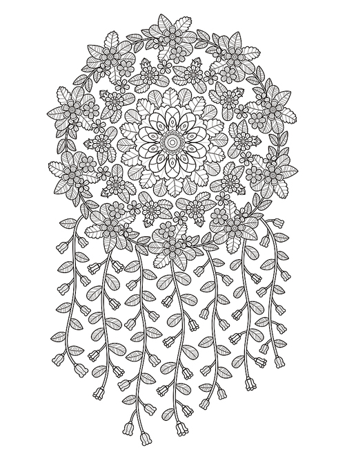 attractive floral coloring page in exquisite line