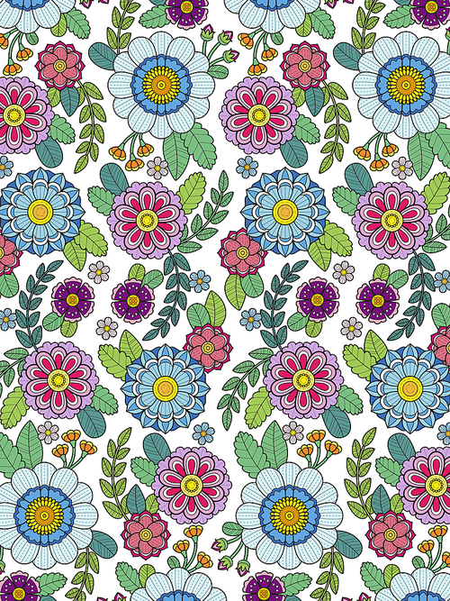 lovely floral coloring page in exquisite line