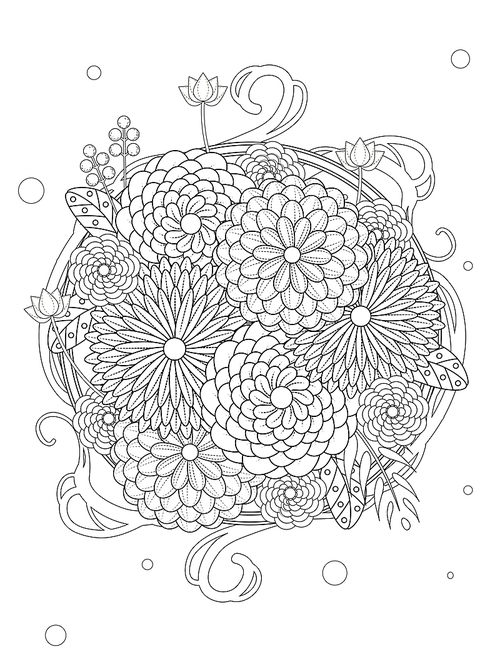 lovely floral coloring page in exquisite line