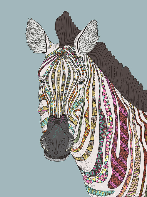 fashion adult coloring page - zebra with attractive stripes
