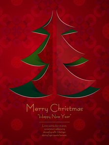 Christmas card with red background vector illustration