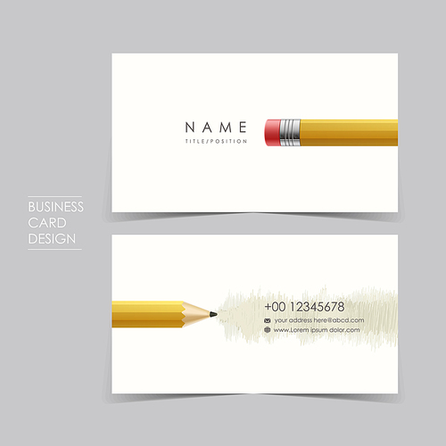 professional vector business card set template design with pencil