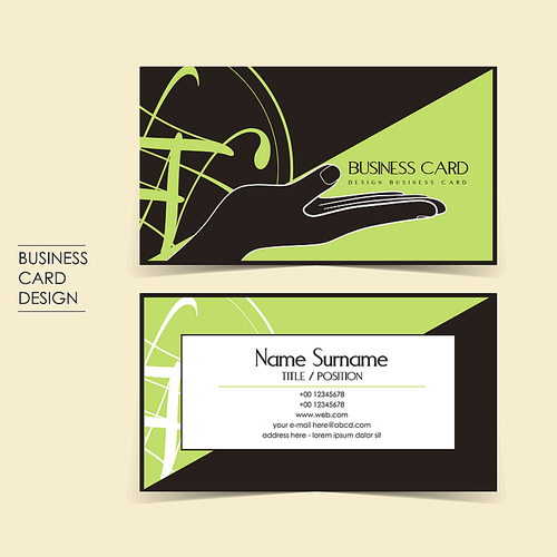 vector business card set template design with hand