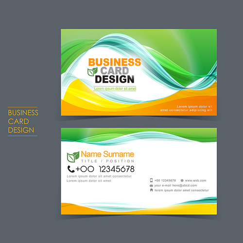 professional vector business card set template design with green and orange