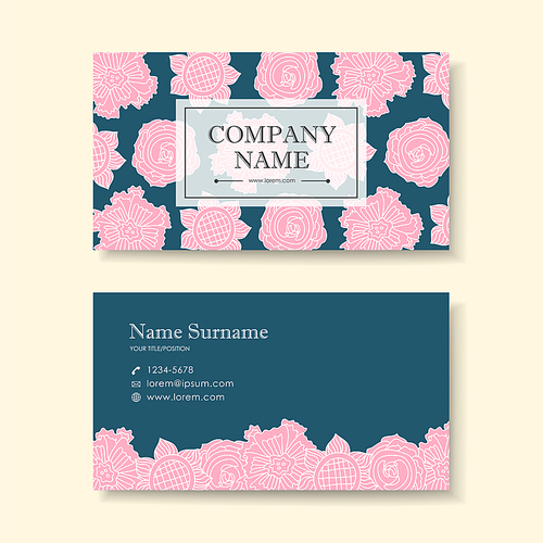 vector abstract creative business card design template of pink flower