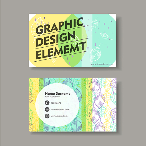 vector abstract creative business card design template of hand drawn leaf