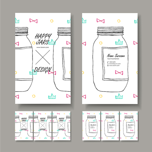vector abstract creative business card design template of hand drawn jar