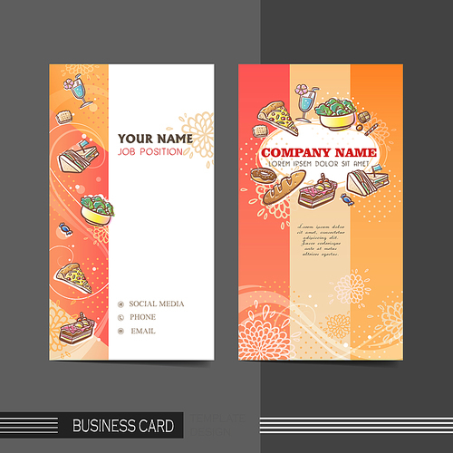 vector warm color and dining modern business card template