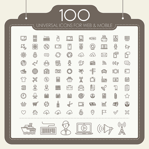 100 universal icons set for website and mobile