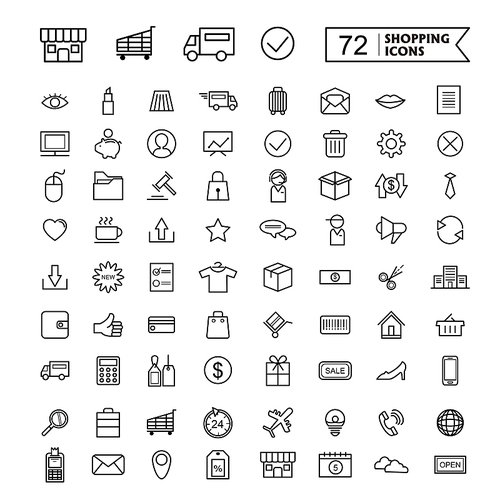 simple and trendy 72 thin line icon for shopping concept