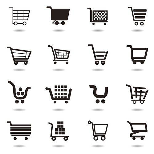 set collection of vector shopping cart icons.