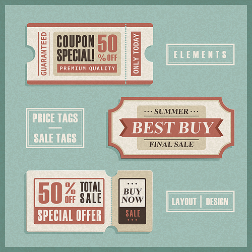 set of business labels and sale tags with retro style