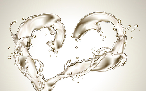 two transparent liquid splashes, isolated white background, 3d illustration