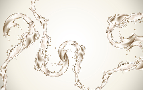 bending transparent liquid flow effect, isolated white background, 3d illustration