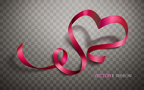 heart shaped red ribbons, isolated transparent background, 3d illustration