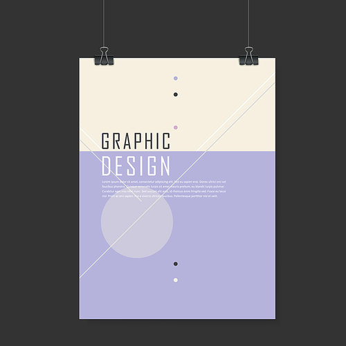 simplicity poster template design with geometric elements in purple and beige