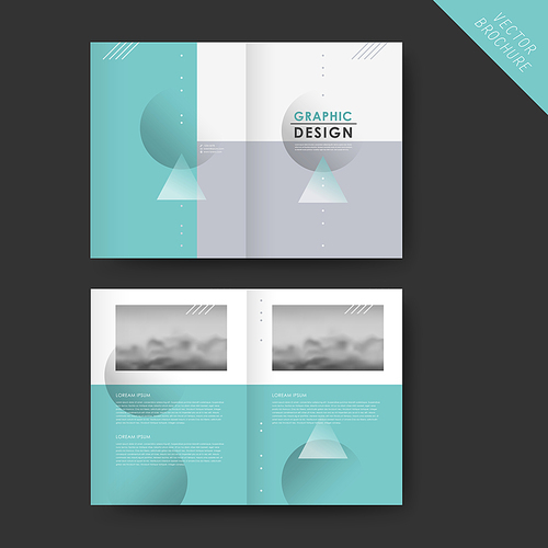 elegant half-fold template design with geometric elements and blurred scenery