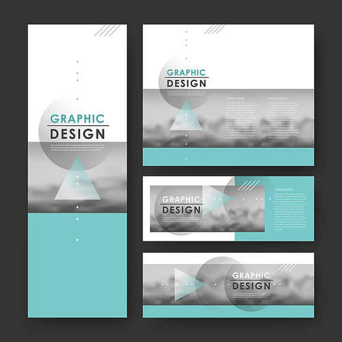 elegant banner template design with geometric elements and blurred scenery