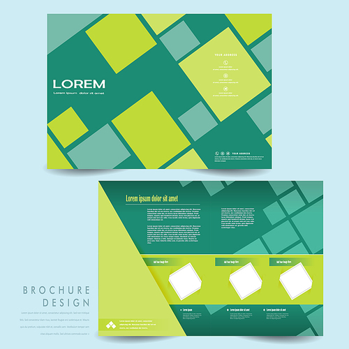 modern brochure template design with square geometric elements in green
